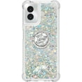 thumbnail image 2 of Compatible with Motorola Moto G Power 5G 2024 Case Glitter Liquid Clear Bling Moving Floating Sparkle with Ring Kickstand TPU Girly Women Cute Phone Case for Moto G Power 5G 2024 Sliver YBZ, 2 of 7