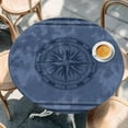 thumbnail image 3 of Nautical Compass Table Cloth, Round Fitted Tablecloths with Elastic Edge, Navy Blue Striped Coastal Compass Wipeable Waterproof Table Cover for Kitchen Wedding 36-44 Inches, 3 of 4