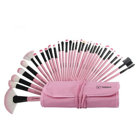 High End 32 Pcs Horse Hair Professional Makeup Brush Set with Pouch,