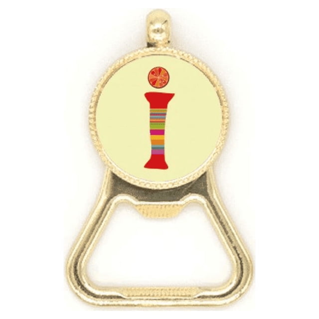 Porte-clés en Acier Inoxydable Ouvre-Bouteille Motif Mignon Fruit Orange I Alphabet