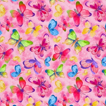 David Textiles 44" x 18" Cotton Colorful Buterfly Precut Fabric