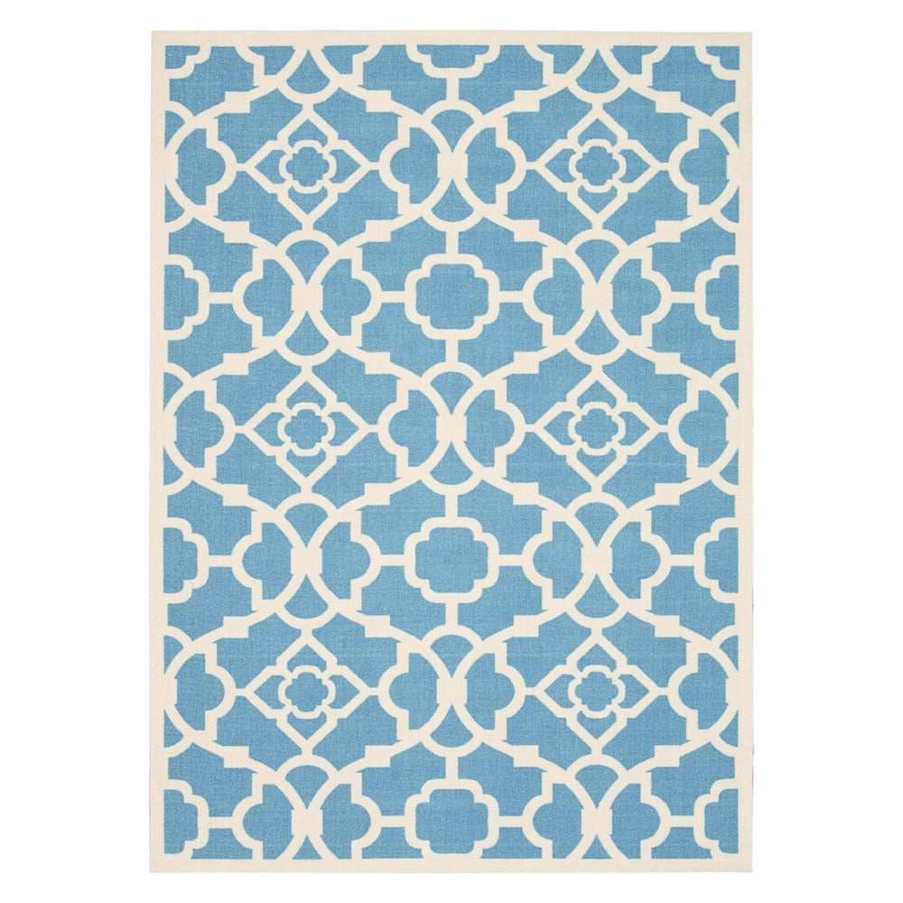Waverly Sun & Shade "Lovely Lattice" Azure Indoor/Outdoor Area Rug by