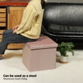 thumbnail image 6 of PINPLUS 15.7" Purple Velvet Folding Storage Ottoman Cube, Small Foot Rest Stool, Window Seat for Living Room, Toy Chest Box with Rivet Tray, 6 of 8