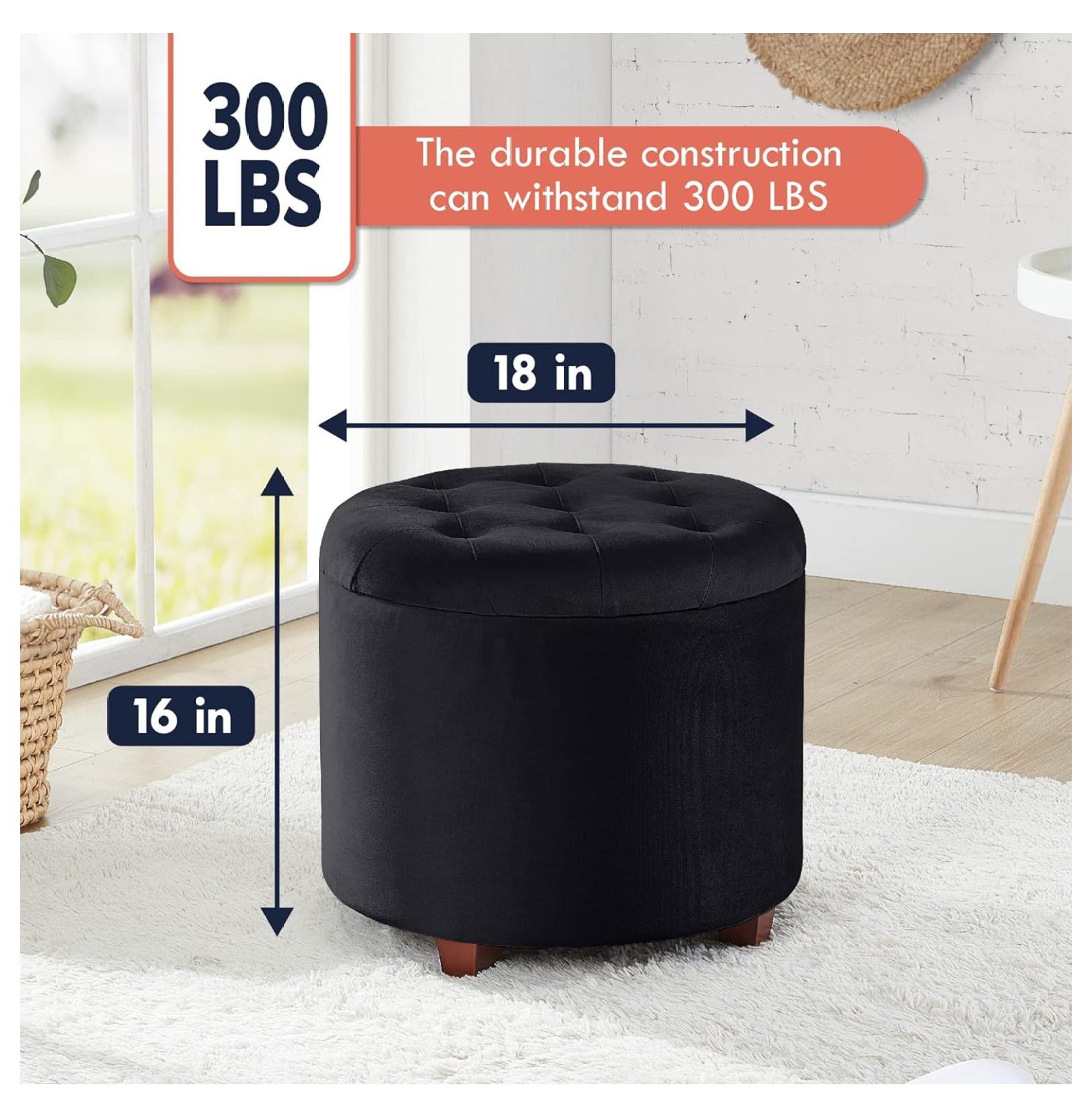 song xiang Decor Round Ottoman with Storage, Round Vanity Chair Stool ...