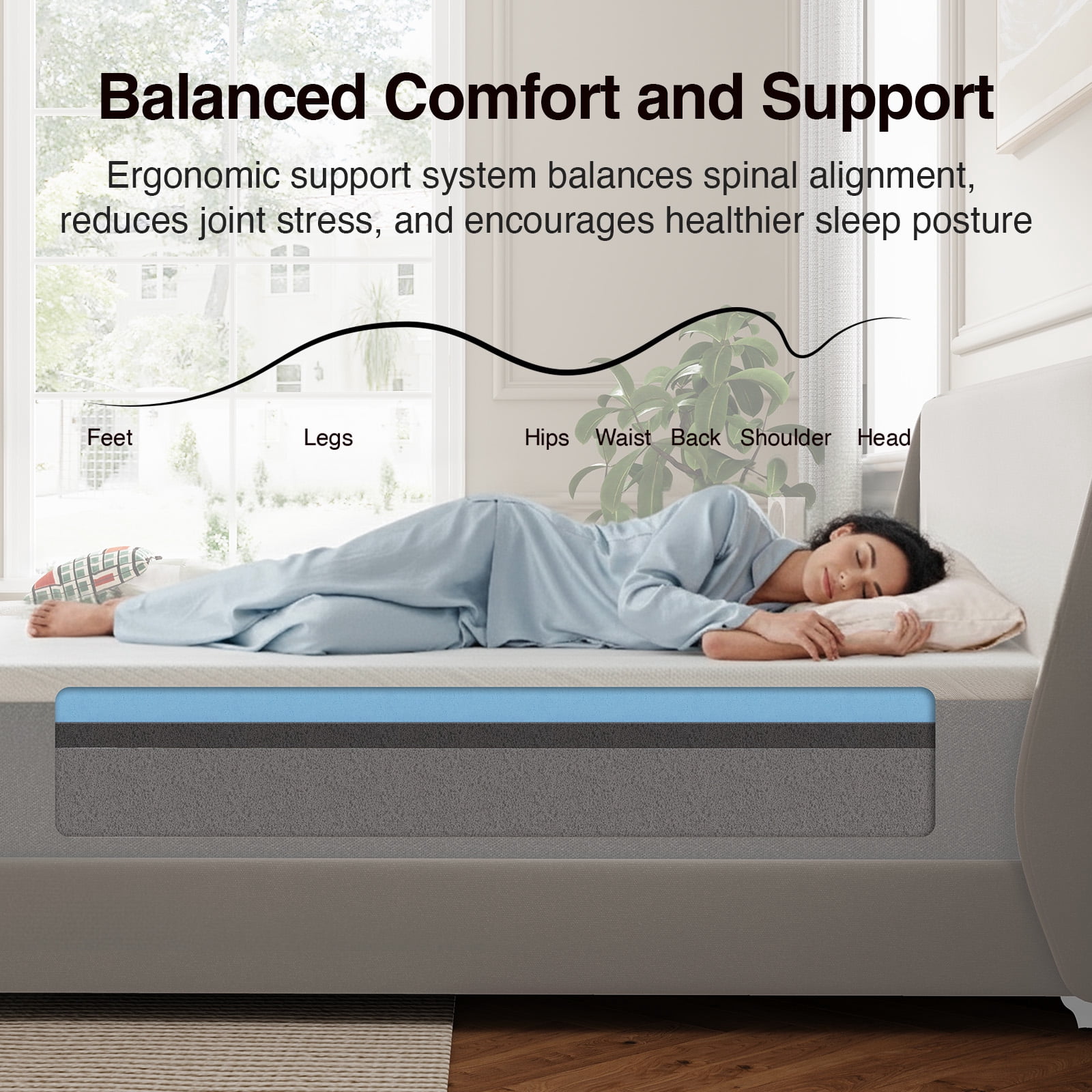 Novilla GreyZen 12 inch Full Medium Gel Memory Foam Mattress,Adult