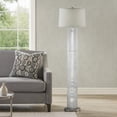 thumbnail image 6 of Benjara Jin 57" Floor Lamp- Gray Drum Fabric Shade- Modern Round Silver Base, 6 of 7