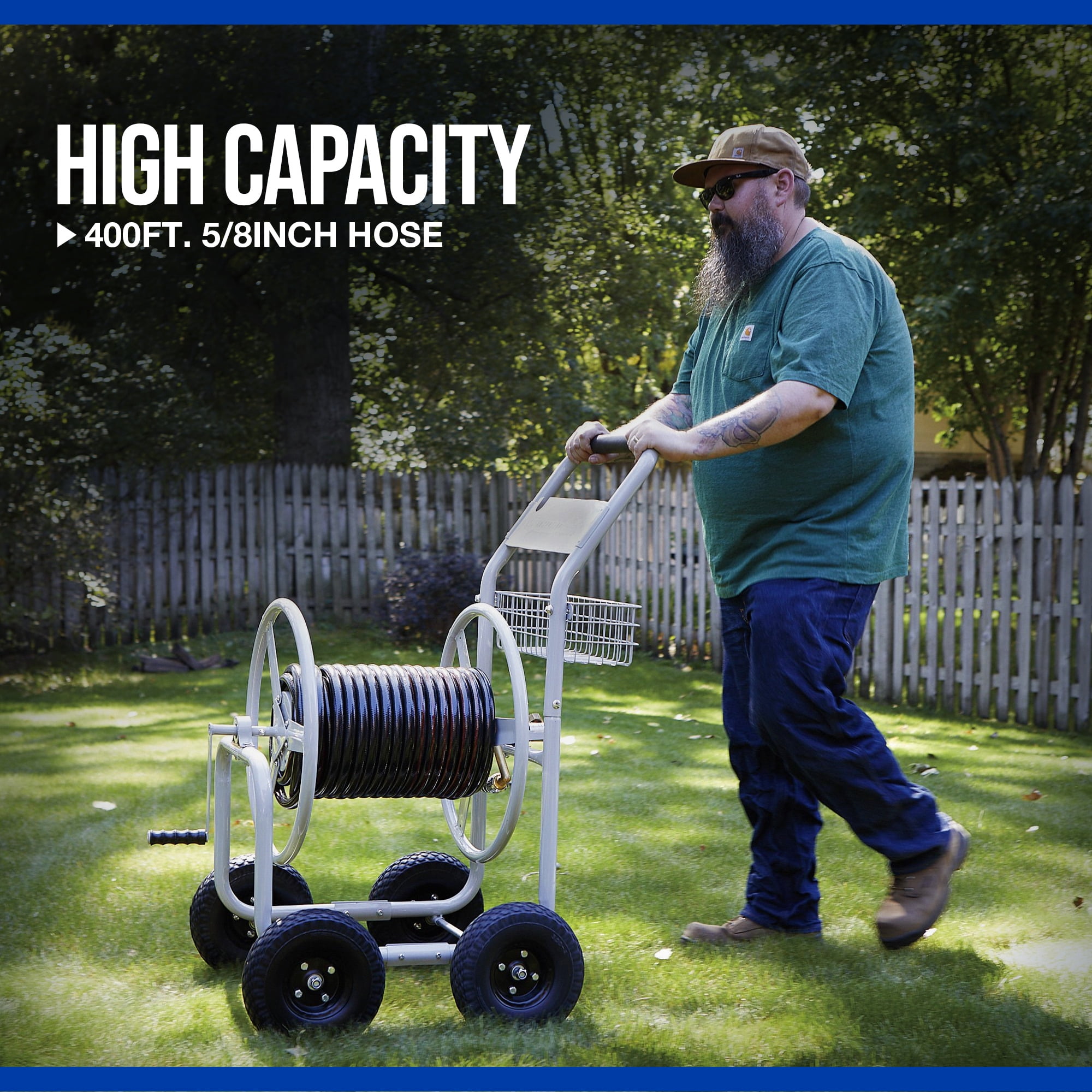 Strongway Garden Hose Reel Cart, 400ft. Capacity, Fits 5/8in. Hose