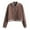 Brown, variant on Womens Bomber Jacket Casual Varsity Jacket for Women Trendy with Striped Trim Classic College Style Outerwear bomber coat women Black L