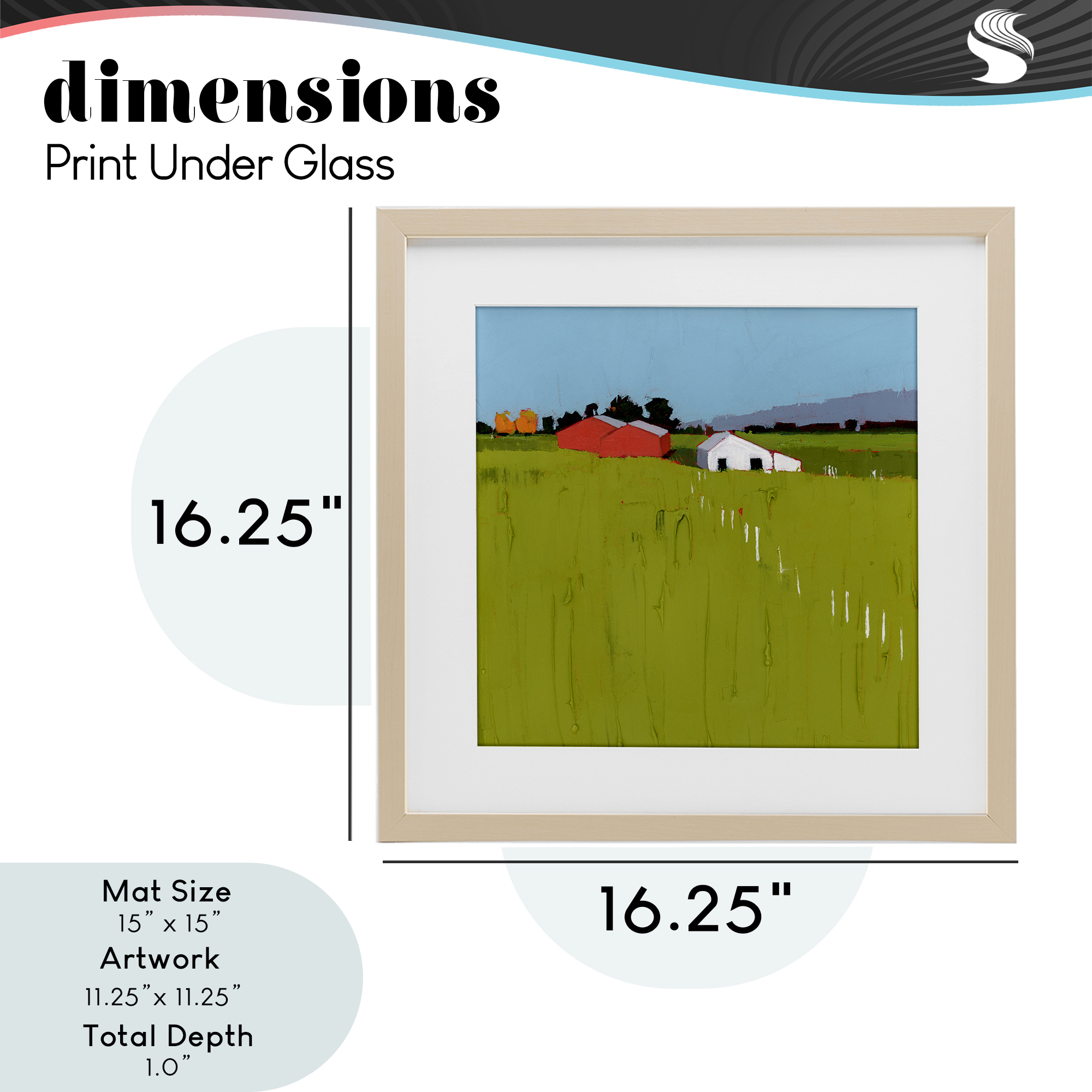 Pastoral Fence Line Birch Framed Print Under Glass, design by Ruth LaGue