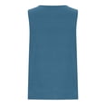 thumbnail image 4 of KHONTS Linen Plus Size Tank Tops for Women Crewneck Pleated Front Sleeveless Summer Holiday Shirts Navy M, 4 of 5