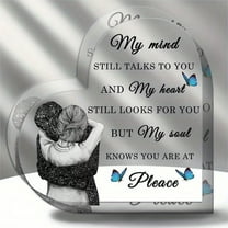 Heartfelt Bereavement Sympathy Gift - Acrylic Table Centerpiece With Angel Wings Heart "Always At Peace" Message For Loss Of Loved One