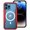 Red, variant on Dteck Transparent Back Case for iPhone 15 Pro,Magnetic Metal Bumper Case Compatible with Mag-Safe Shockproof Rubber Clear PC Cover,Black