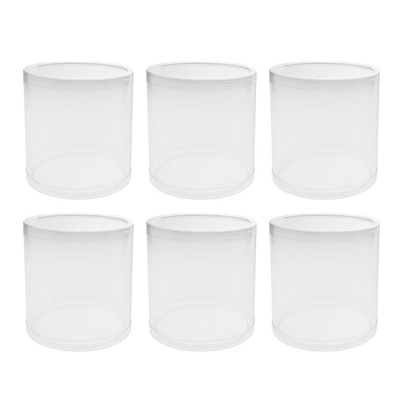 PVC Cylinder Container, 4-Inch x 4-Inch, 6-Count - Clear