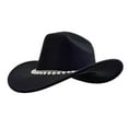 thumbnail image 7 of HNMKIU British Style Cowboy Hat for Elegant Women Wide Brim Western Rancher Headwear with Classic Embellishment for Fashionable Outdoors Women's Hats 06_Black,One Size, 7 of 7