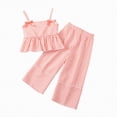 thumbnail image 4 of TOWED22 Toddler Baby Girl Clothes Sleeveless Tie-Up Ruffle Tops Linen Pants Set Infant Summer Outfits(Pink,2-3 Y), 4 of 9