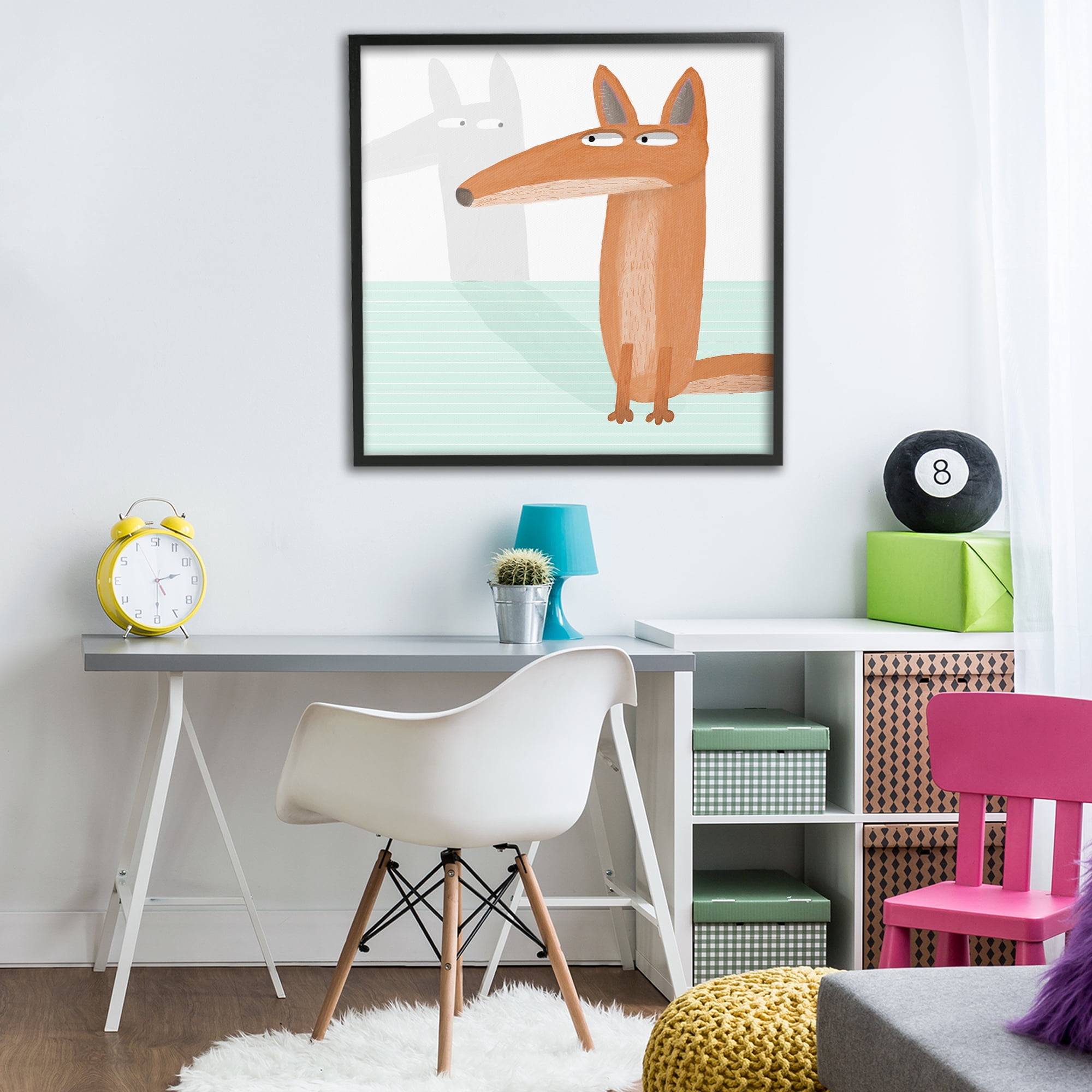 Stupell Industries Whimsical Fox Shadow Black Framed Giclee Art, design by Carla Daly