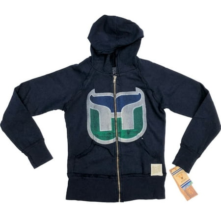 - Hartford Whalers Retro Brand WOMEN Navy Full Zip Up Hooded Vintage Jacket (XS)
