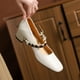 thumbnail image 5 of Square Heels Beautiful Concise Pumps Pearl Buckle Strap Women's Shoes Med Heels Top Quality Casual Shoes Luxury Brands Sandals, 5 of 5