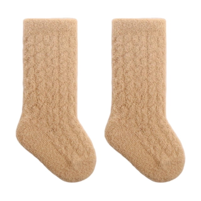 HAiming Children's Winter Thermal Socks Thick Cable Solid Color Warm Comfortable Fall Winter Stockings