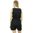 thumbnail image 6 of Bimba Womens Drawstring Solid Black Pj Set Buttondown Shirt Shorts Dress-6, 6 of 9