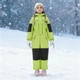 thumbnail image 2 of YunPes Kids Girls Snowsuit One Piece Fleece Lined Color Block Snow Ski Zip Up Hooded Jacket Winter Warm Windproof Jumpsuit, 2 of 9