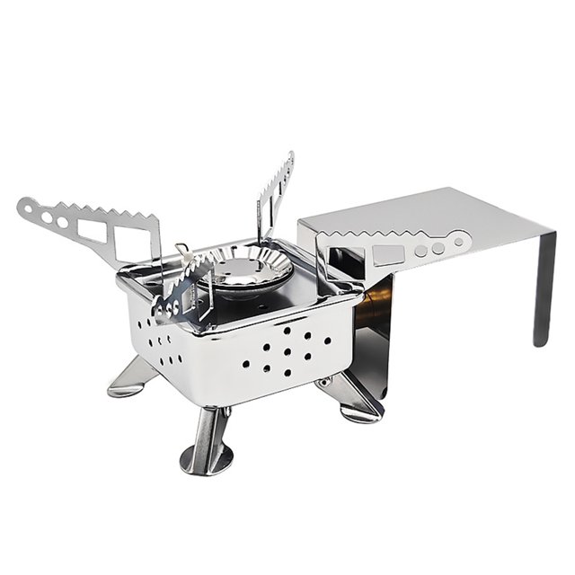 Réchaud à Gaz de Camping Mini Cassette Fourneau Portable Réchaud de Camp Extérieur en Acier Inoxydable Réchaud de Randonnée