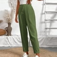 thumbnail image 5 of Women's Wide Leg Linen Pants Loose Fits Drawstring Elastic Waist Cotton Linen Palazzos Pant Womens Summer Casual Solid Plus Size Relaxed Lightweight Breathable Pants, 5 of 5