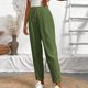 thumbnail image 4 of Pantalones elásticos de la cintura para las mujeres verde oliva cordón sólido bolsillo Jogger longitud completa, 4 of 5