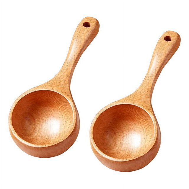 Cuchara de madera para sal de baño, cucharón para latas, cucharones para harina, 2 piezas