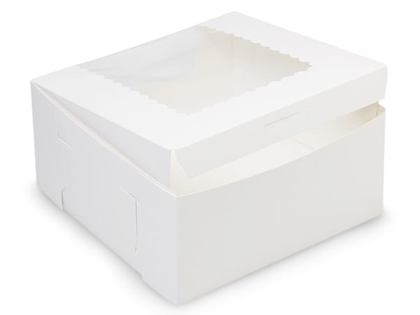 100 Bundle 19" x 14" x 4" Non-Corrugated White Window Cake Bakery Box 