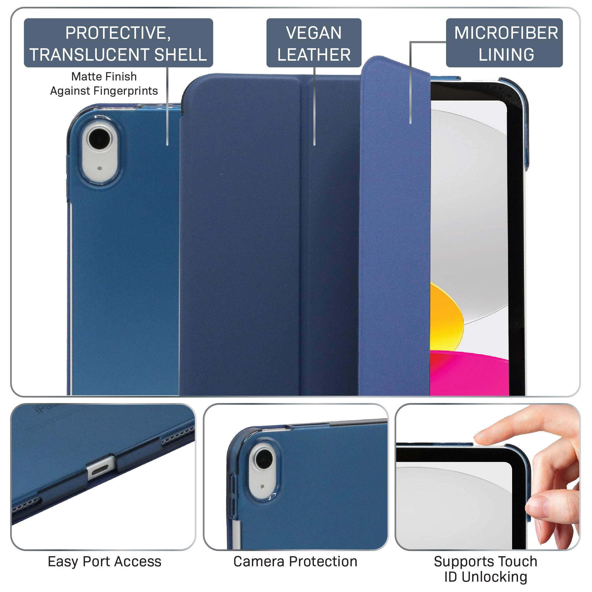 Body Glove iPad A16/10th Gen Tablet Folio Case, Blue photo 4