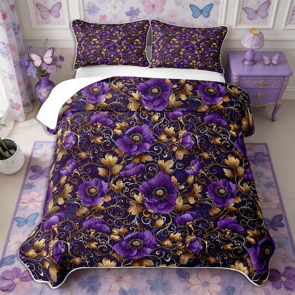 Manfei Boho Blossom Twin Quilt Set 2 Pieces,Vintage Damask Twin Coverlet Set,1 Bedspread and 1 Pillowcase
