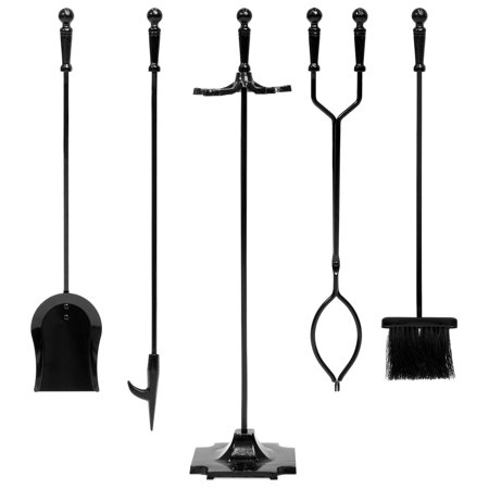 Best Choice Products 5-Piece Indoor Outdoor Fireplace Iron Tool Set w/ Tongs, Poker
