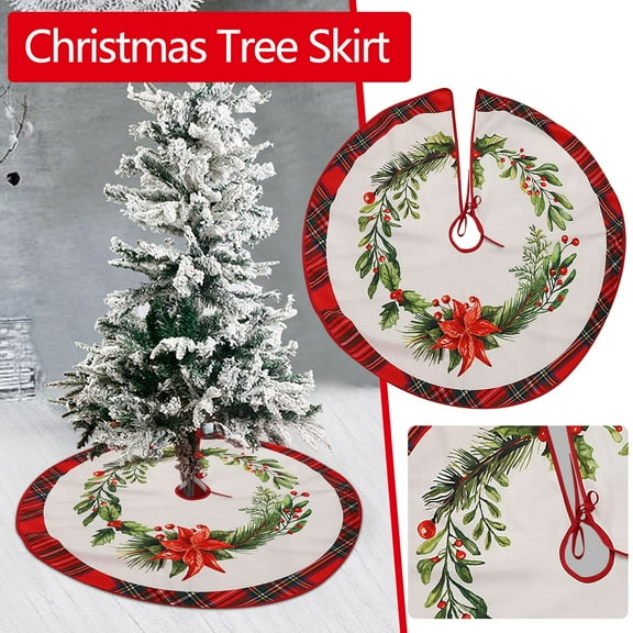 AZXY Christmas Tree Skirt Clearance,Printed Tree Skirts for Artificial Trees,Christmas Decorations for Tree,Home Indoor Decor,35 Inches