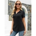 thumbnail image 4 of LOMON Womens V Neck Polo Shirts Short/Long Sleeve Collared Tops Loose Casual Tunic Blouses with Pocket, 4 of 7