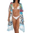 thumbnail image 3 of HELLHERO Raccoon Swing Bathing Suit Cover Up Loose Polyester Casual Long Kimono Swimsuit Cover Up, 3 of 6