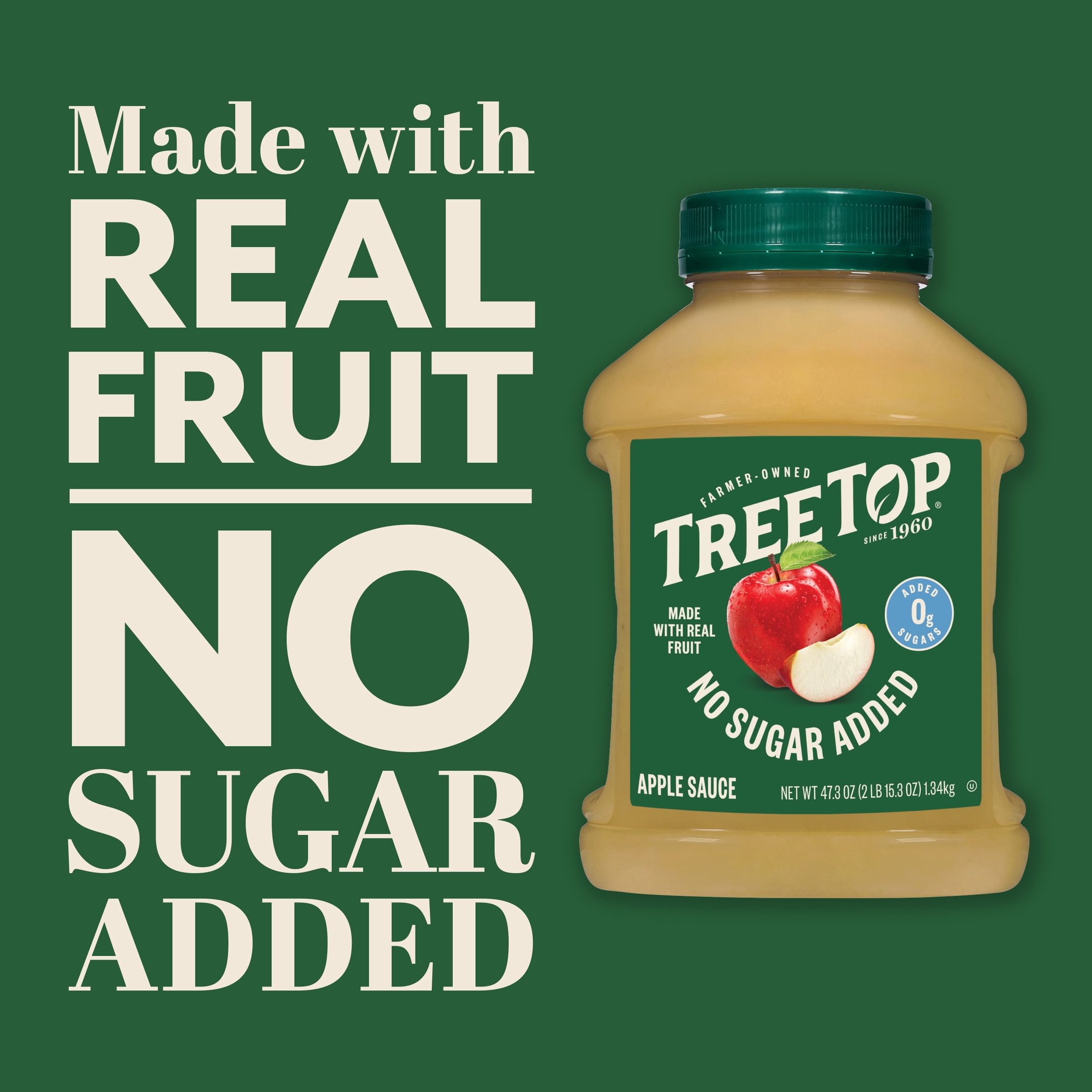 (5 pack) Tree Top No Sugar Added Apple Sauce Jar, No Artificial Flavors or Colors, 47.3 Oz