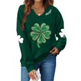 thumbnail image 2 of St Patricks Day Shirt Women Green Clover Print Sweatshirts Long Sleeve Crewneck Casual Shirts Irish Hoodies Top, 2 of 4