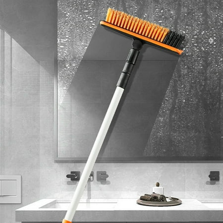 

Floor Scrub Brush Adjustable Long Handle Floor Scrape Brush with V-Shaped Bristles Flexible Scrape and Cleaning Brush for Floor Bathroom Kitchen Wall Deck Tile