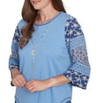 thumbnail image 4 of Alfred Dunner Womens Patchwork Sleeve Knit Top With Necklace, 4 of 4
