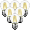 thumbnail image 1 of Bombilla LED E27 de 4 W con filamento G45, 470 lúmenes equivalentes a una bombilla halógena vintage de 40 W, luz blanca cálida de 2700 K, no regulable, paquete de 6, 1 of 5