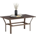 thumbnail image 1 of Outdoor Coffee Table, All-Weather Rectangle Metal Patio Coffee Table with Slatted Tabletop for Outside, Patio, Garden, Balcony, Backyard, Brown, 1 of 9