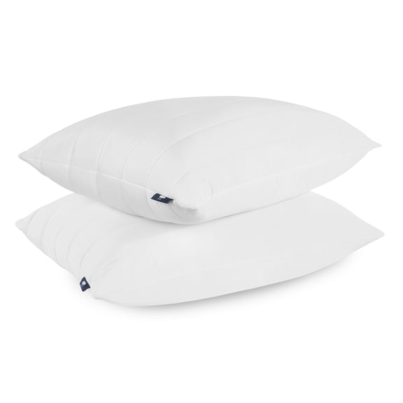 Serta Down Illusion Cool Quilted Pillows Standard/Queen Size Pillows Set of 2, Soft/Medium, 20 In x 28 In, White