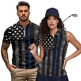 thumbnail image 2 of Aplkyhs Matching Couple Sport Shirts Fit Plain Blue Line American Flag Matching Golf Shirts for Couple Quarter Zip Mens Hawaiian Shirt for Casual Wear Breathable Fabric 4-Way Stretch, 2 of 6
