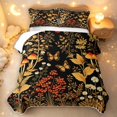 thumbnail image 2 of Homewish Fungus Botanical Mushroom Quilt Full,Daisy Floral Butterfly Full Bedspread Sets,Black Reversible,3 Pieces, 2 of 7