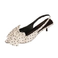 thumbnail image 2 of Miluxas Closed Pointed Toe Slingback Kitten Heels with Heels Comfortable Dressy Pump Shoes White 9.5(43), 2 of 9