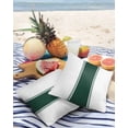 thumbnail image 3 of Pack of 2 Outdoor Pillow Covers, Green White Stripes Minimalist Simple Pattern Waterproof Square Throw Pillowcase Cushion Decorative Pillow Covers for Couch Patio Tent, 20x20 in, 3 of 6