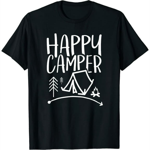 Happy Camper - Camping T-Shirt For Men, Women, And Kids T-Shirt Black