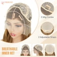 thumbnail image 2 of PHOCAS 28 Inch Lace Front Wig 13x3 Synthetic Deep Wave Wig for Women Pre Plucked Natural Hairline Glueless Wear Go Heat Resistant Tangle Free Golden Brown, 2 of 9