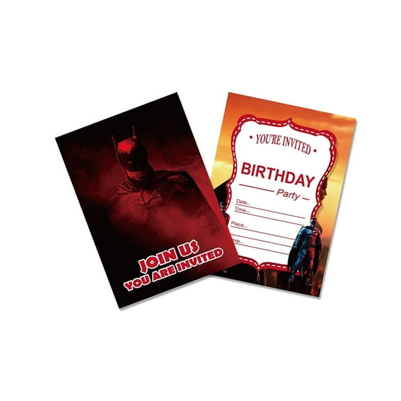 Batman Theme Birthday Party Invitation，12Pcs
